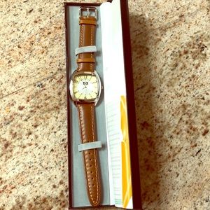 HP watch, brand new, never worn, leather band.